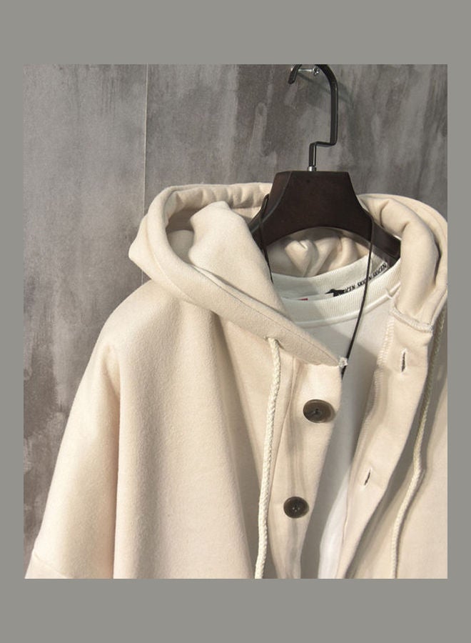 Warm Loose Hooded Sweater Beige/White  - Image 3