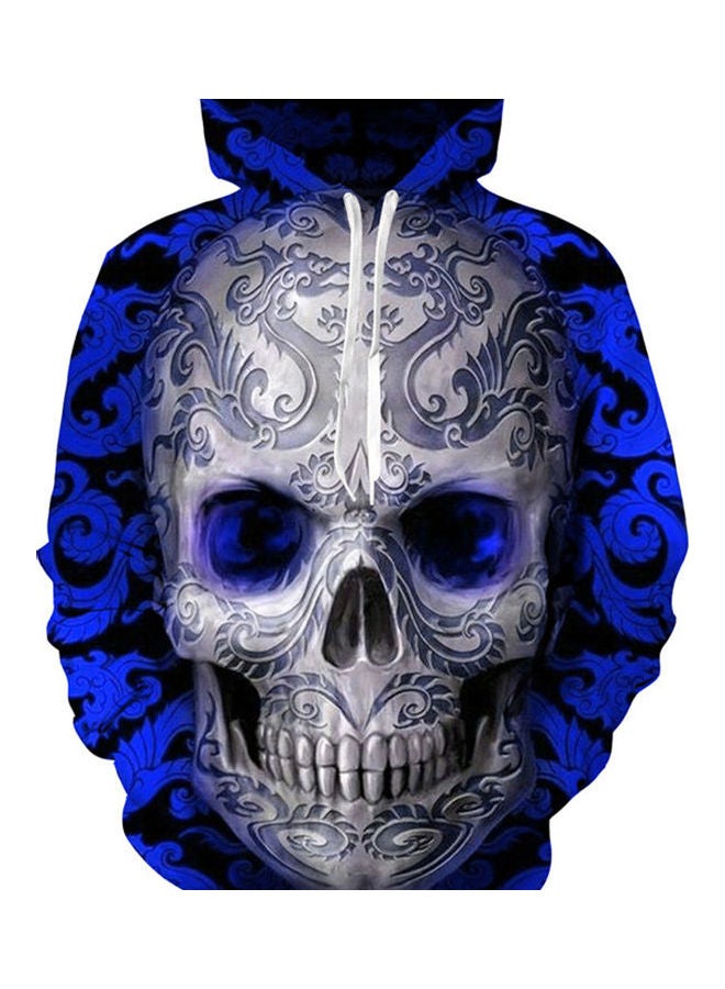 Skull Head Printed Hoodie Blue/Grey  - Image 1