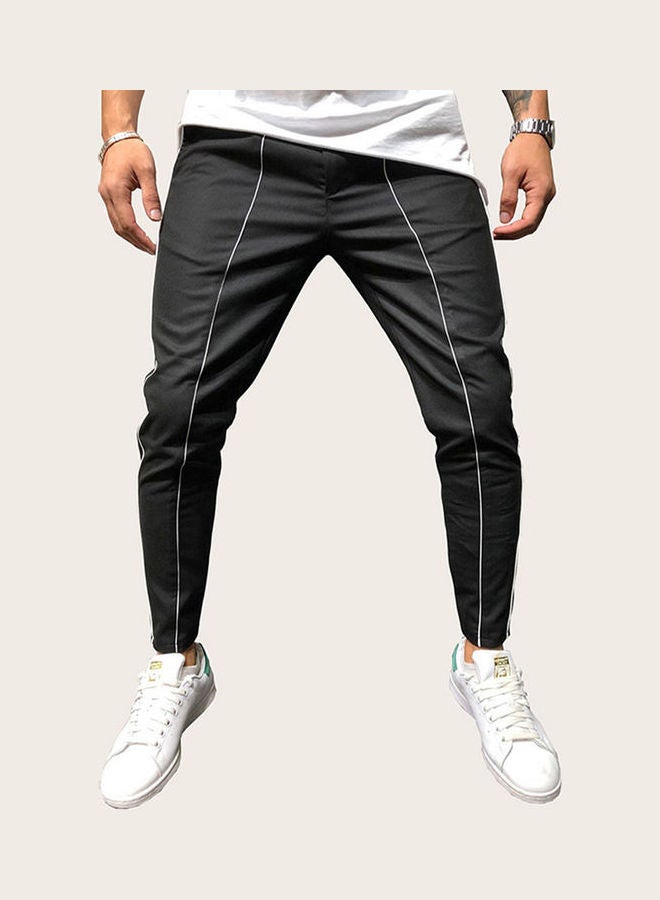 Straight Drawstring Casual Pants Black - Image 1