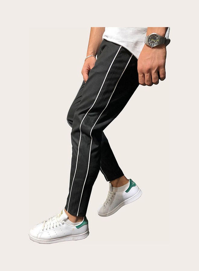 Straight Drawstring Casual Pants Black - Image 2