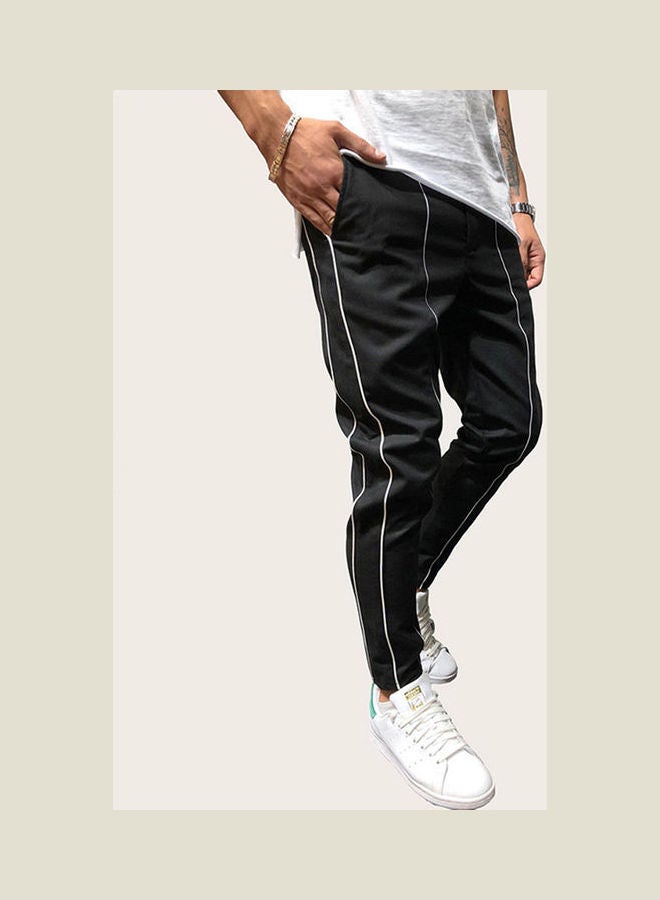 Straight Drawstring Casual Pants Black - Image 3