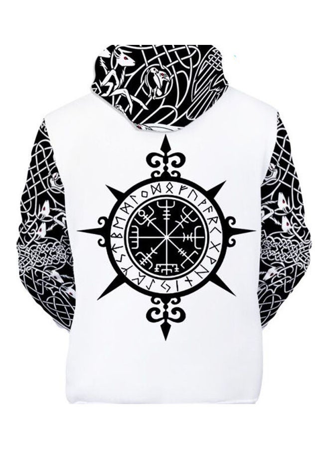 Totem Dragon 3D Printed Hoodie White/Black - Image 4