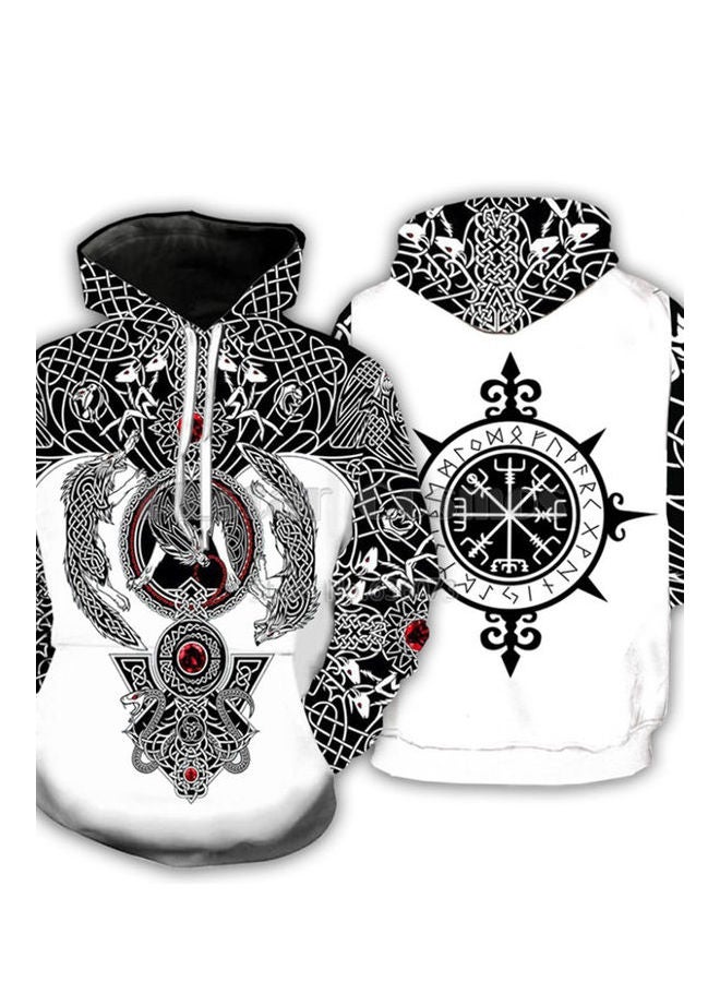 Totem Dragon 3D Printed Hoodie White/Black - Image 3