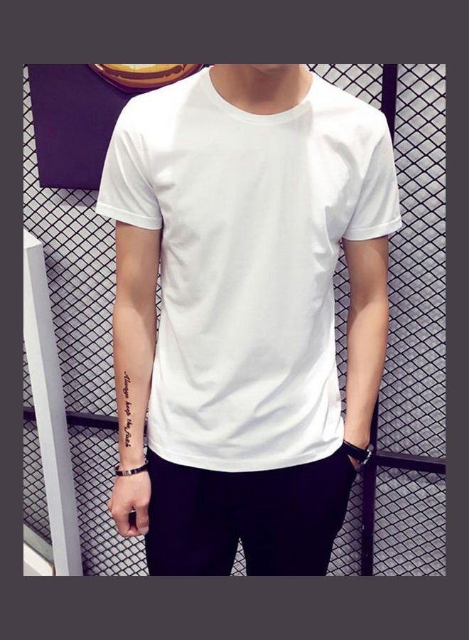 Solid Slim T-Shirt White - Image 5