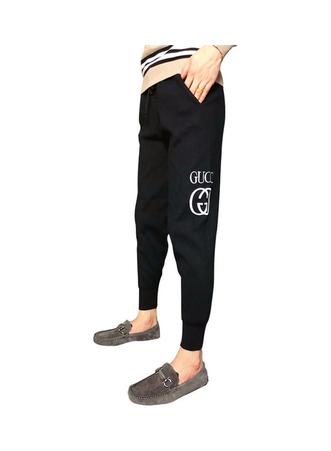 High Waist Elastic Drawstring Sweatpants Black  - Image 2
