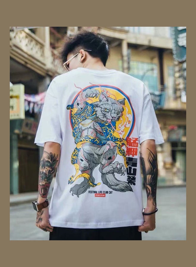 تيشيرت بطبعة رسومات كرتونية أبيض/أصفر/رمادي - Image 4
