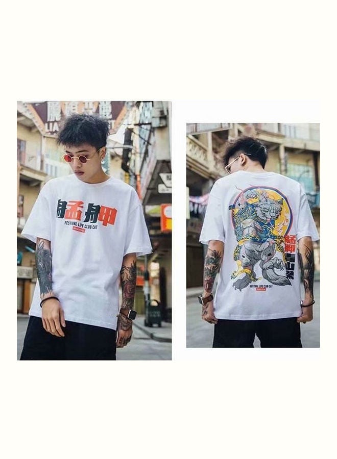 Cartoon Printed T-Shirt White/Yellow/Grey  - Image 5