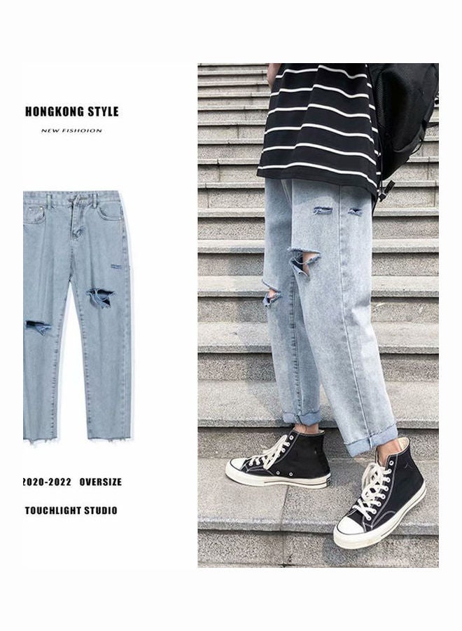 Loose Ripped Pants Blue - Image 5