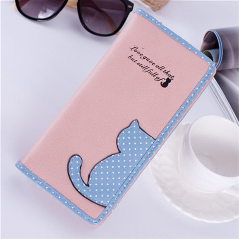 FRIEET Cute Color Contrast Cat Design Ladies Wallet Orange  - Image 2