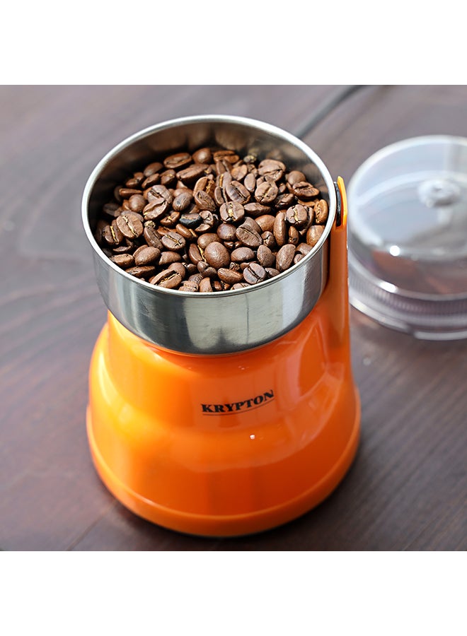 KRYPTON - Coffee Grinder with Powerful Motor, Durable Jar and Blade/ Ergonomic Grip, Perfect for Grinding Coffee Beans, Spice, Bread, etc 200 W KNCG6201 Orange - Image 1