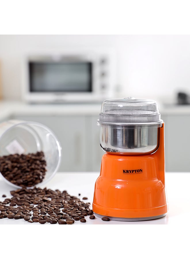 KRYPTON - Coffee Grinder with Powerful Motor, Durable Jar and Blade/ Ergonomic Grip, Perfect for Grinding Coffee Beans, Spice, Bread, etc 200 W KNCG6201 Orange - Image 1