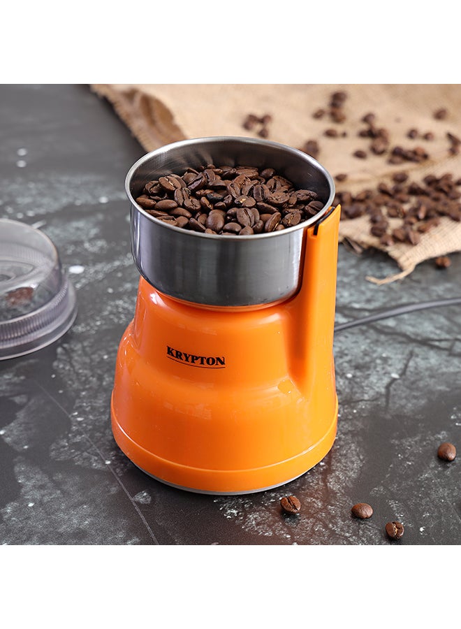 KRYPTON - Coffee Grinder with Powerful Motor, Durable Jar and Blade/ Ergonomic Grip, Perfect for Grinding Coffee Beans, Spice, Bread, etc 200 W KNCG6201 Orange - Image 1
