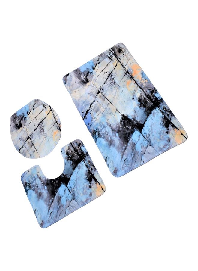 طقم بساط بقاعدة مضادة للانزلاق مكون من 3 قطع أزرق/ بيج/ أسود Rectangular Mat (80x50), U-Type Pad (49x39), O-Type Cover (39x42)سم - Image 2