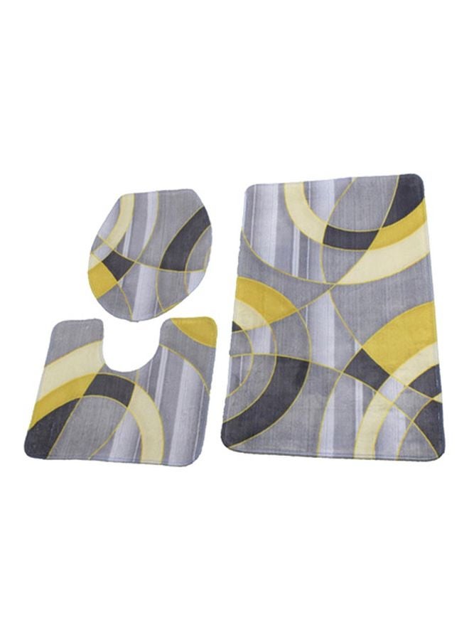طقم بساط بقاعدة مضادة للانزلاق مكون من 3 قطع رمادي/ أصفر/ أسود Rectangular Mat (80x50), U-Type Pad (49x39), O-Type Cover (39x42)سم - Image 1