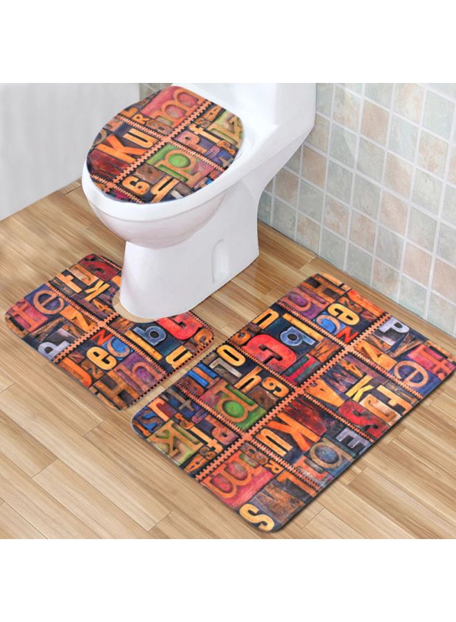 طقم بساط بقاعدة مضادة للانزلاق مكون من 3 قطع أخضر/برتقالي/أزرق Rectangular Mat (80x50), U-Type Pad (49x39), O-Type Cover (39x42)سم - Image 3