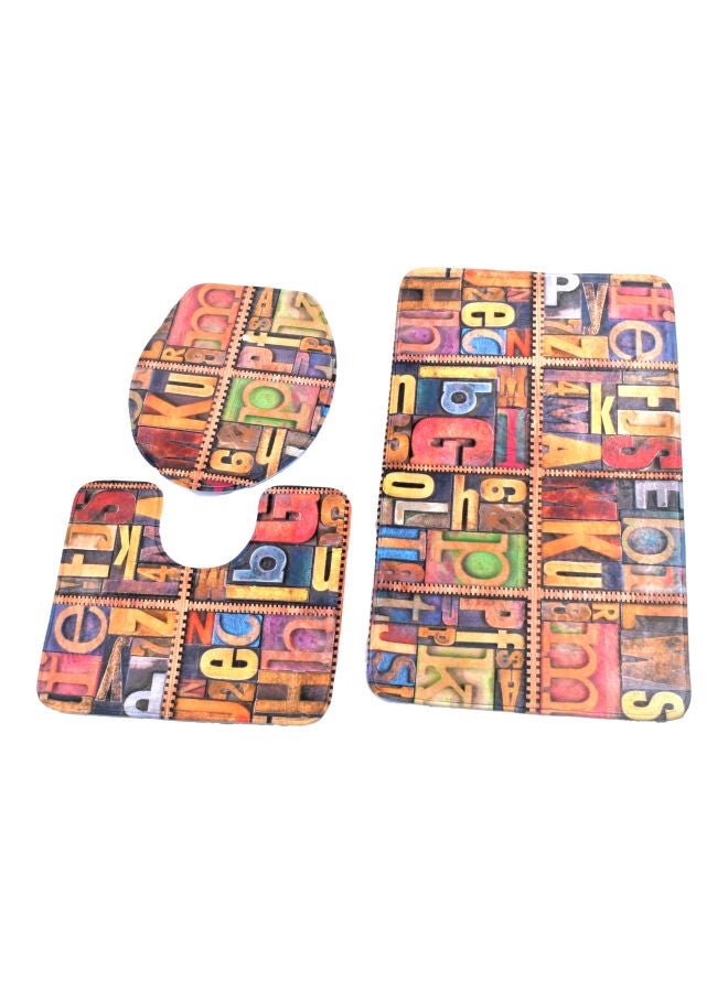 طقم بساط بقاعدة مضادة للانزلاق مكون من 3 قطع أخضر/برتقالي/أزرق Rectangular Mat (80x50), U-Type Pad (49x39), O-Type Cover (39x42)سم - Image 1