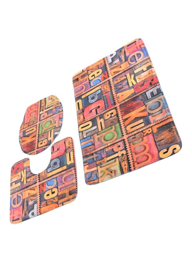 طقم بساط بقاعدة مضادة للانزلاق مكون من 3 قطع أخضر/برتقالي/أزرق Rectangular Mat (80x50), U-Type Pad (49x39), O-Type Cover (39x42)سم - Image 2