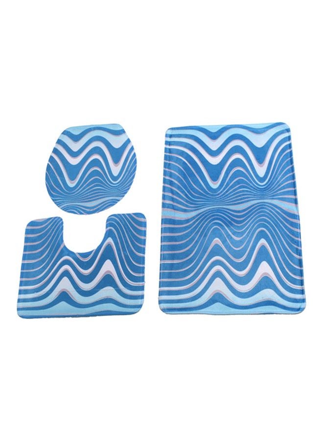 طقم بساط بقاعدة مضادة للانزلاق مكون من 3 قطع أزرق/ وردي Rectangular Mat (80x50), U-Type Pad (49x39), O-Type Cover (39x42)سم - Image 1