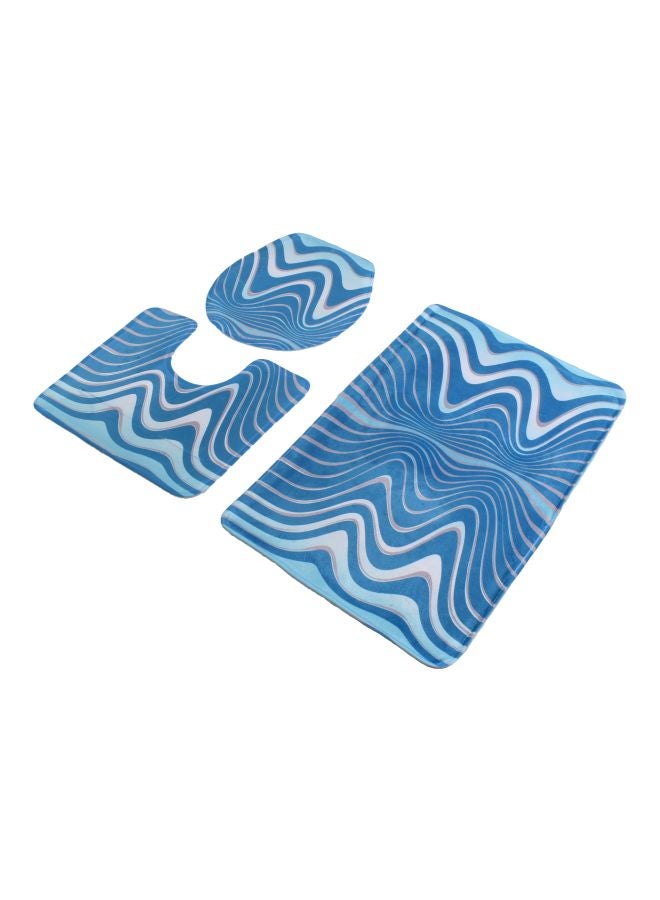 طقم بساط بقاعدة مضادة للانزلاق مكون من 3 قطع أزرق/ وردي Rectangular Mat (80x50), U-Type Pad (49x39), O-Type Cover (39x42)سم - Image 2