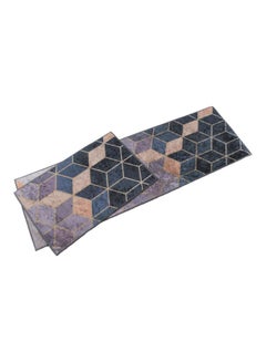 Generic 2-Piece Marble Printed Floor Mat Set Black/Blue/Beige  - Image 1