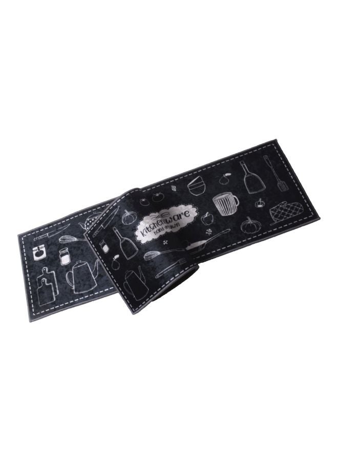 Generic 2-Piece Kitchenware Printed Floor Mat Set Black/White  - Image 2