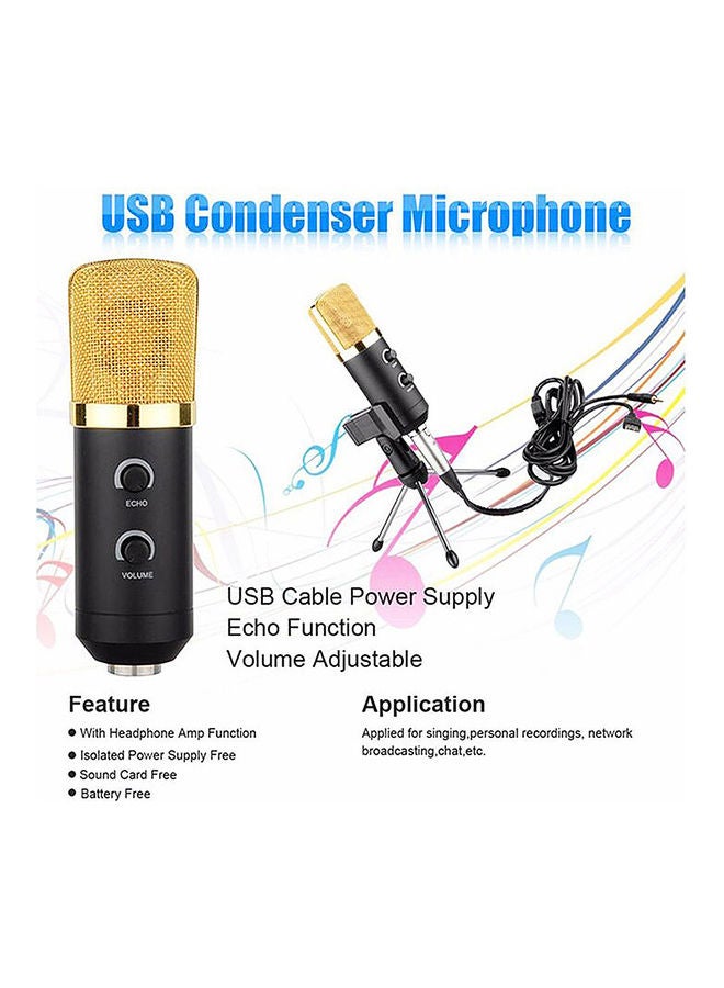 Generic USB Microphone With Recording Mic For PC Laptop Black/Gold  - Image 4