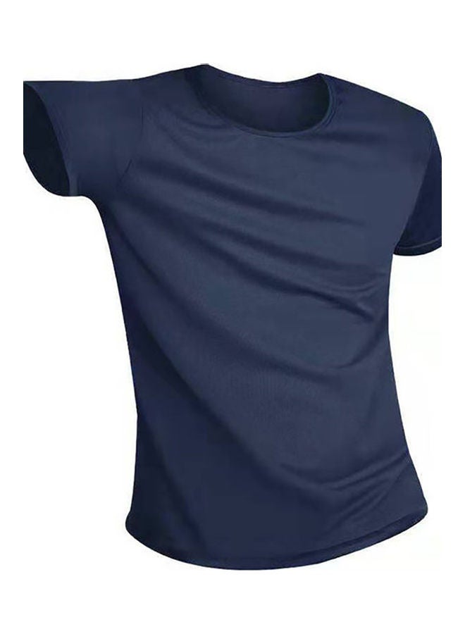 Anti-Dirty Waterproof Quick-Drying Short Sleeve T-Shirt Top Navy Blue  - Image 1