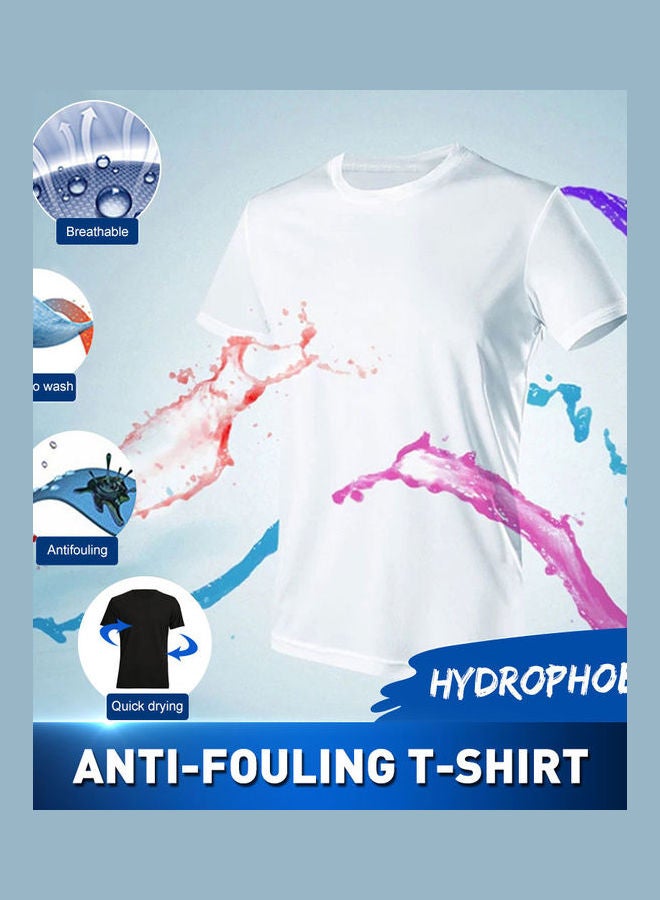 Generic Anti-Dirty Waterproof Quick-Drying Short Sleeve T-Shirt Top White  - Image 4