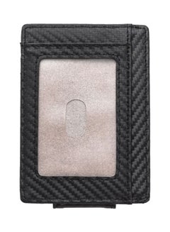 Beauenty Carbon Fiber Cowhide Ultra Thin Leather Wallet Card Black  - Image 1