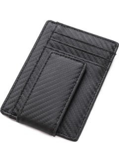 Beauenty Carbon Fiber Cowhide Ultra Thin Leather Wallet Card Black  - Image 2