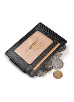 Beauenty Carbon Fiber Cowhide Ultra Thin Leather Wallet Card Black  - Image 4