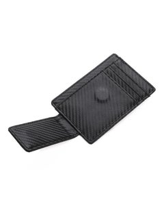 Beauenty Carbon Fiber Cowhide Ultra Thin Leather Wallet Card Black  - Image 3