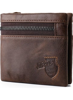 Beauenty Retro Leather Zipper Multifunctional Cowhide Wallet Light Brown  - Image 3