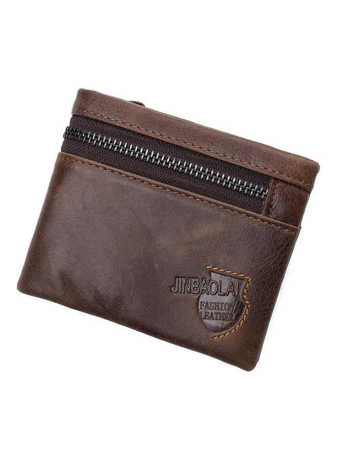 Beauenty - Retro Leather Zipper Multifunctional Cowhide Wallet Light Brown - Image 1