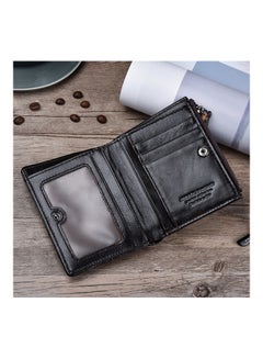 Beauenty Retro Anti Magnetic Head Layer Leather Zero Purse Wallet Zipper Dark Brown  - Image 3