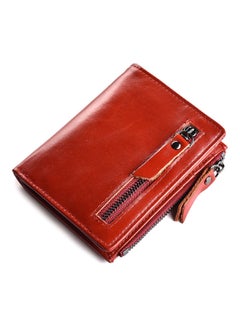 Beauenty Retro Anti Magnetic Head Layer Leather Zero Purse Wallet Zipper Red  - Image 1