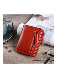 Beauenty Retro Anti Magnetic Head Layer Leather Zero Purse Wallet Zipper Red  - Image 3