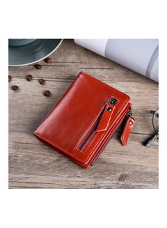 Beauenty Retro Anti Magnetic Head Layer Leather Zero Purse Wallet Zipper Red  - Image 5