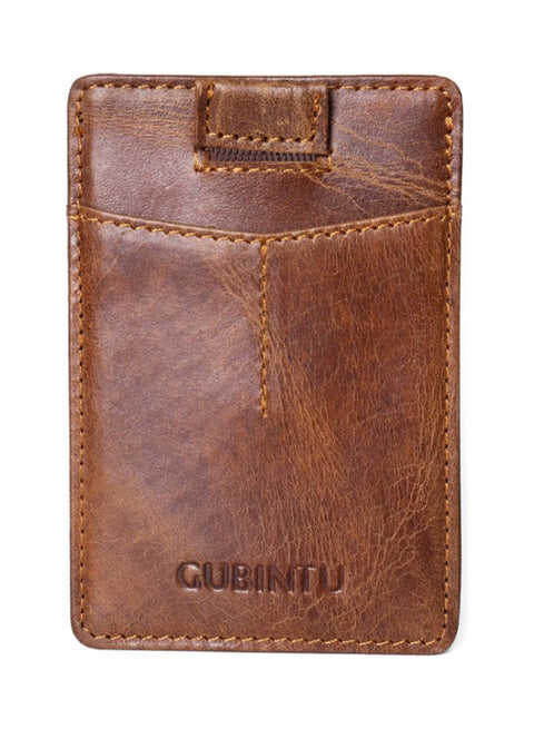 Leather Creative Pull-Out Ultra Thin Card Cover Brown
