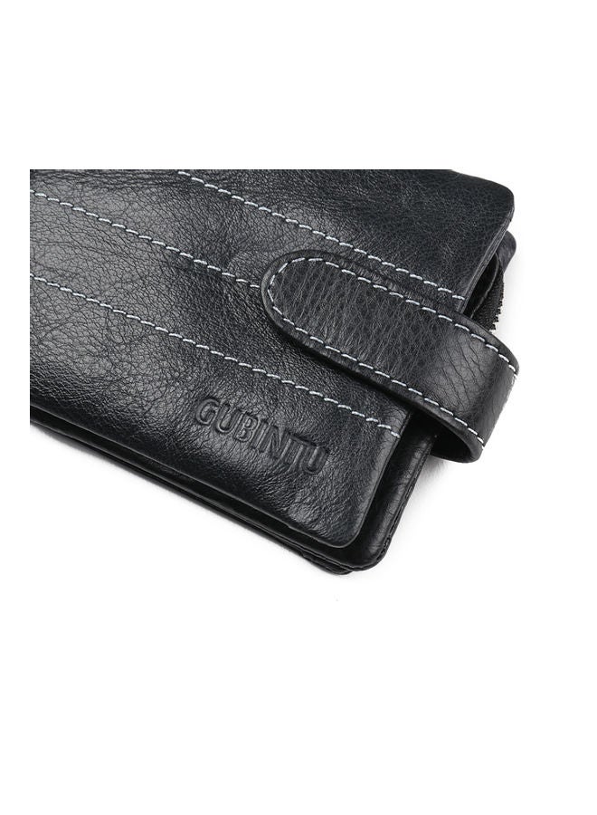 Beauenty - Multifunctional Leather Zipper Buckle Coin Bag Wallet Black - Image 1