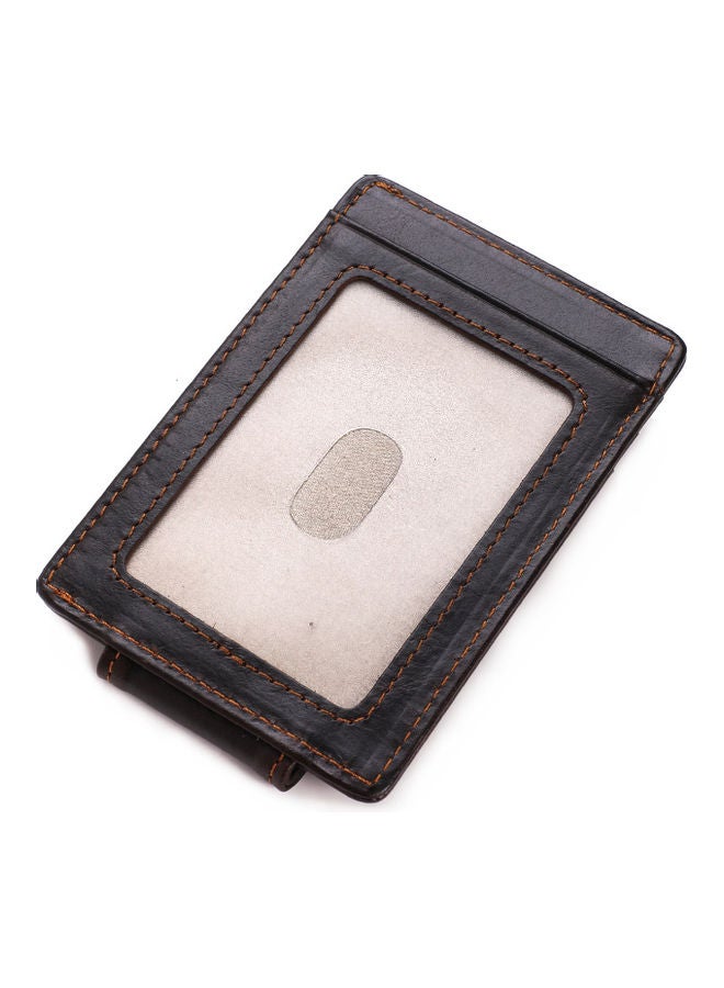Beauenty Antimagnetic Leather Dollar Clip Magnetic Buckle Wallet Dark Coffe  - Image 2