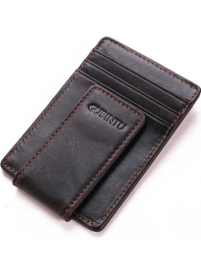 Beauenty Antimagnetic Leather Dollar Clip Magnetic Buckle Wallet Dark Coffe  - Image 3