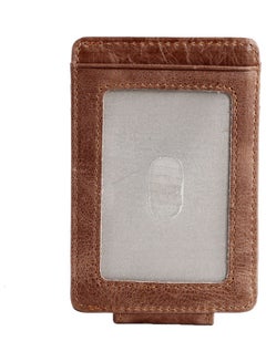 Beauenty Antimagnetic Leather Dollar Clip Magnetic Buckle Wallet Light Coffee  - Image 1