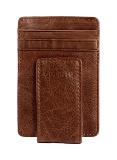 Beauenty Antimagnetic Leather Dollar Clip Magnetic Buckle Wallet Light Coffee  - Image 2