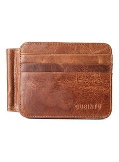 Beauenty Retro Multi Card Head Dollar Clip Leather Wallet Brown  - Image 1