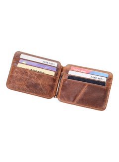 Beauenty Retro Multi Card Head Dollar Clip Leather Wallet Brown  - Image 5