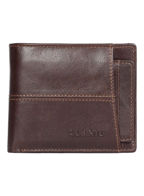 Retro Style Leather Short Vertical Pull Card Top Wallet Brown