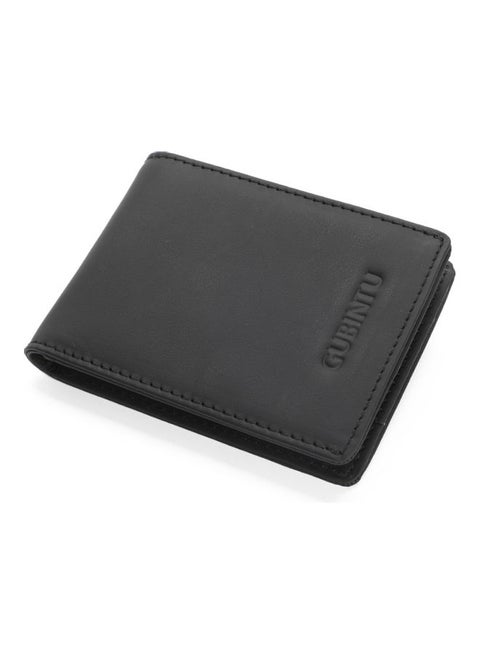 Double Drawstring Leather Antimagnetic Rfid Multi Function Wallet Black
