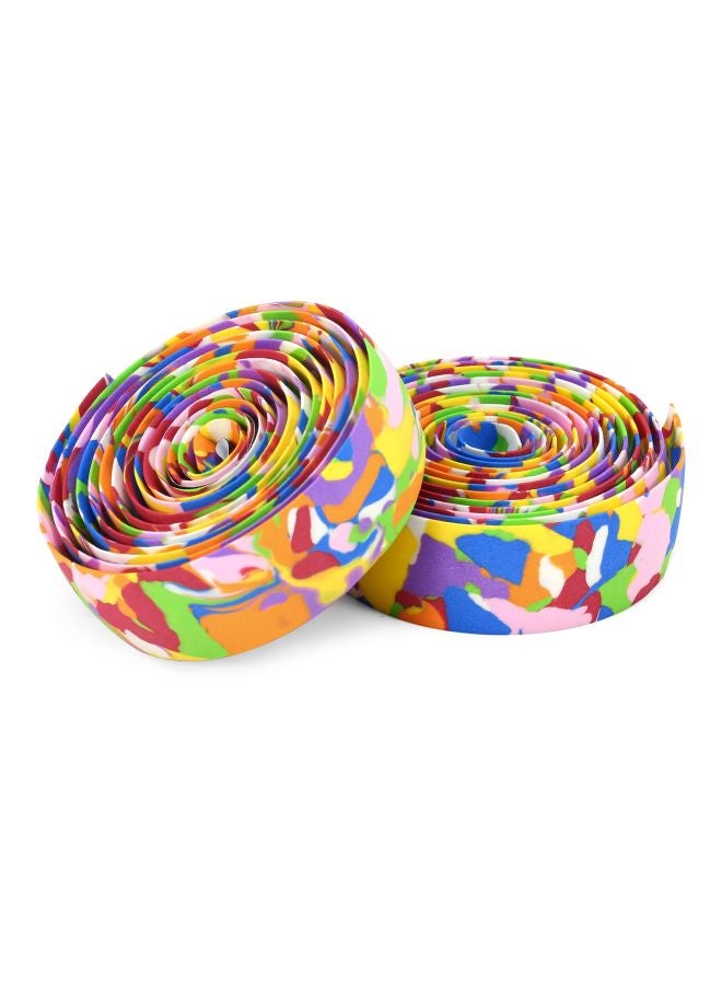 2-Piece Printed Bicycle Handlebar Tape With End Plug 210x3x0.28cm