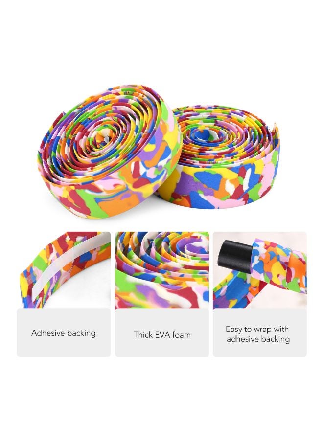 2-Piece Printed Bicycle Handlebar Tape With End Plug 210x3x0.28cm